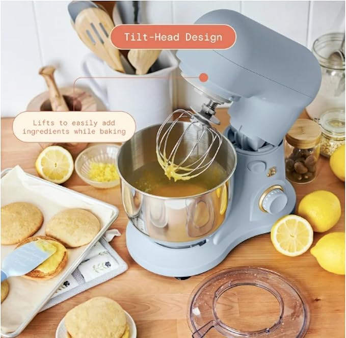 3.5 Qt Stand Mixer, with Flat Beater, Dough Hook, Whisk (Cornflower Blue)
