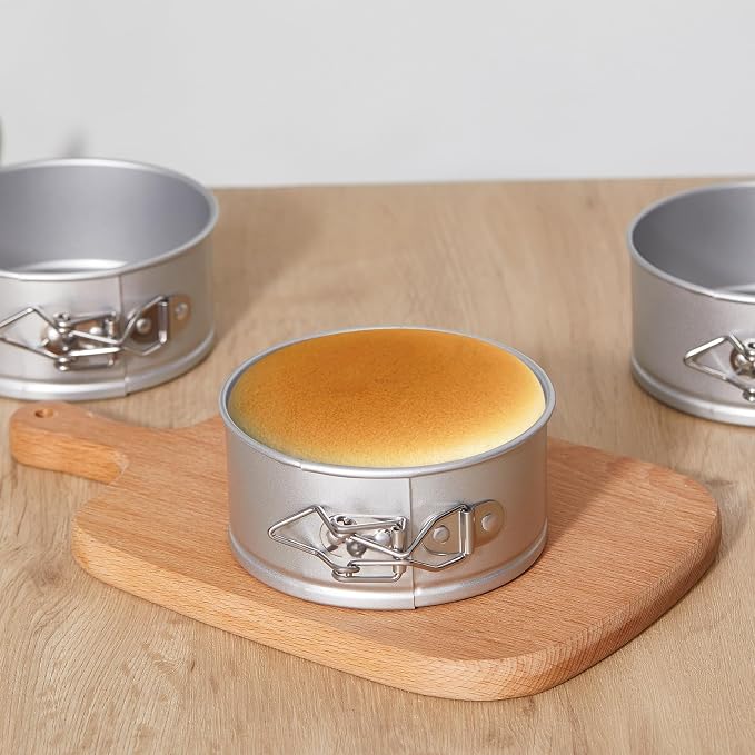 8 Pcs 4 Inch Springform Pan for Baking Mini Cheesecake Pans with Removable Bottom Nonstick Leakproof Round Cake Mold Spring Form Molds for Mini Cheesecake Pizza and Quiches (Silver)