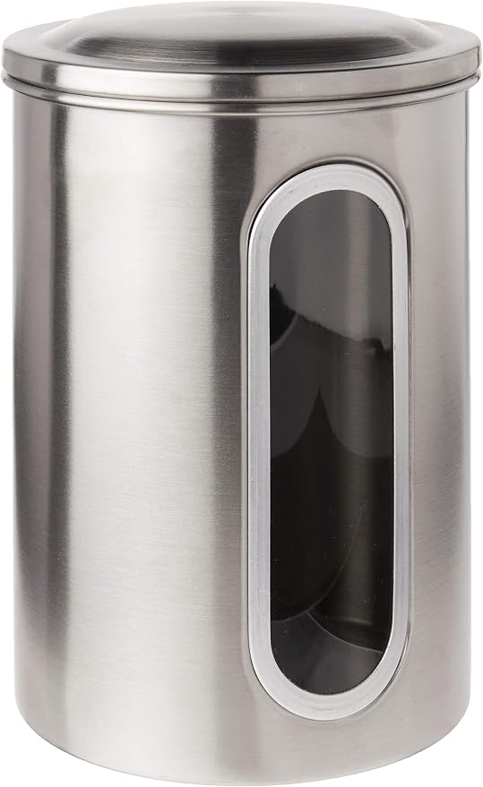 Fox Run Stainless Steel Canister Set For Kitchen Counter, 3 Container Set | Stores Sugar, Coffee, Flour & More | Organize Kitchen Counters | Airtight Lids | Durable Stainless Steel With Glass Window