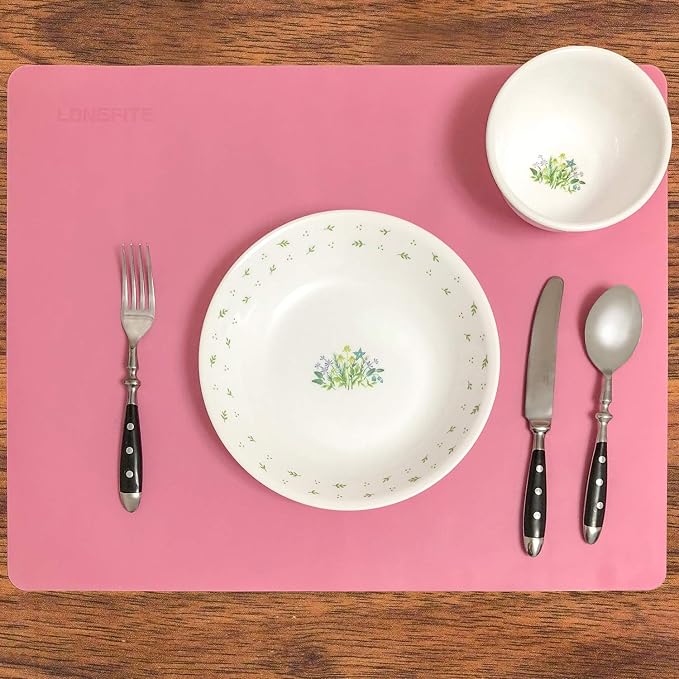 LONGFITE Silicone Baking Mat for Dough Rolling Pastry Fondant Mat Large Nonstick and Nonskid Heat Resistent, Countertop Protector, Dining Table Mat and Placemat (Large, Pink)