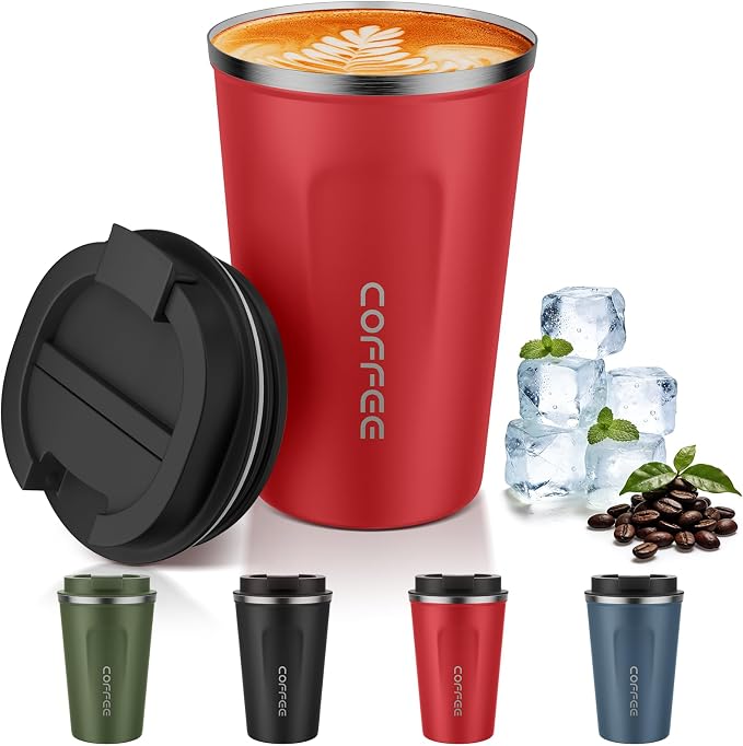 MOMSIV 12oz Travel Coffee Mug, Insulated Coffee Cup with Leakproof Lid | 6-Hour Heat Retention, 360°Leak proof, Vacuum Stainless Steel Double Walled, BPA-free, Reusable And To Go Coffee Mug