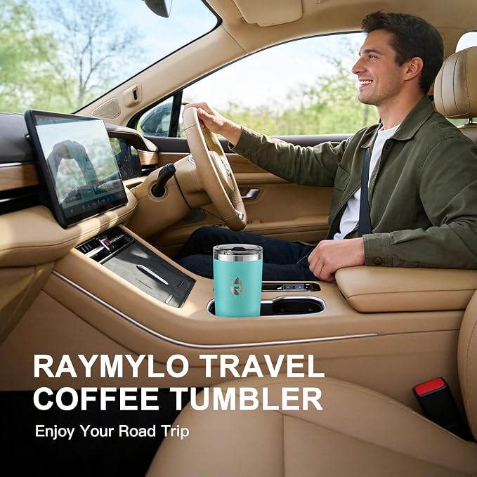 RAYMYLO Travel Coffee Tumbler, Insulated Travel Coffee Mug Cup, 20oz | Detachable Lid for Thoroughly Clean, Cup Holder Friendly for Outdoor, Double-Wall Vacuum Insulation, Spill Proof & BPA Free