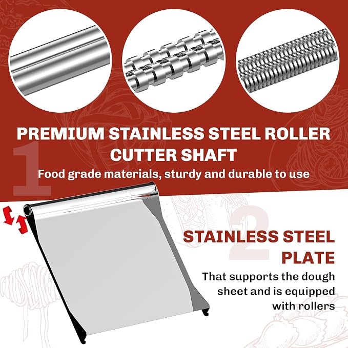 GVODE 3Pcs Pasta Attachment for KitchenAid Stand Mixer, All Stainless Steel | Pasta Maker KitchenAid Attachment with Detachable Metal Plate, Includes Pasta Sheet Roller, Spaghetti and Fettuccine Cutter