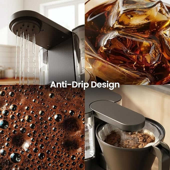 Kismile SCA-Certified 8-Cup Drip Coffee Maker with Pour-Over Control | 3-Second Heating at 197–205°F, Adjustable Flow, Removable 1.25L Water Tank, 20-Min Cold Brew and 40-Min Keep Warm