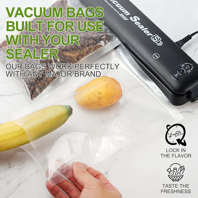 W&Y Vacuum Sealer Bags 6x10 Inch Pint 100 Count -Pre-Separated | For All Vacuum Sealers,Commercial Grade,BPA-Free,Sous Vide Microwave Freezer Safe, Food Vacuum Storage