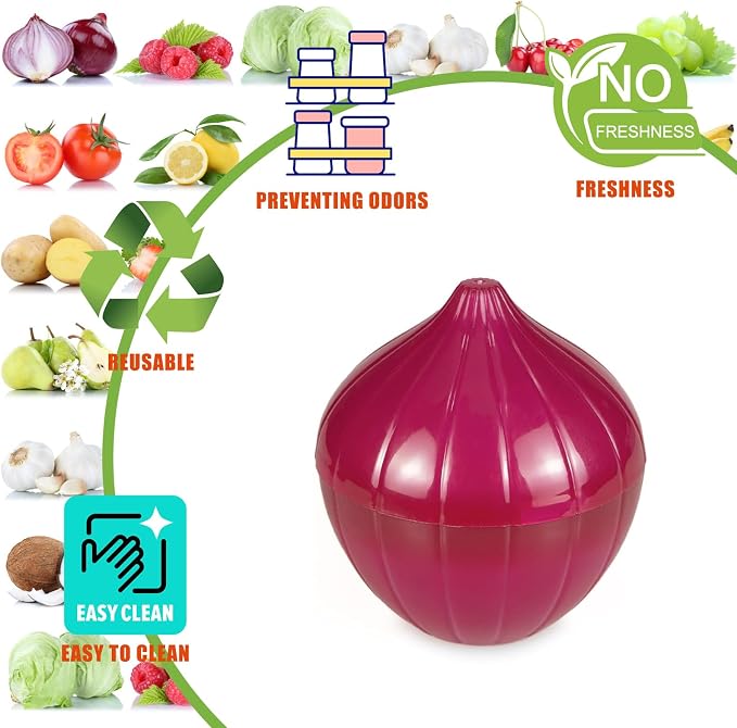 Vegetable and Fruit Storage Containers for Refrigerator, Avocado and Onion Storage, Food Storage Containers with Lids, Pack of 2