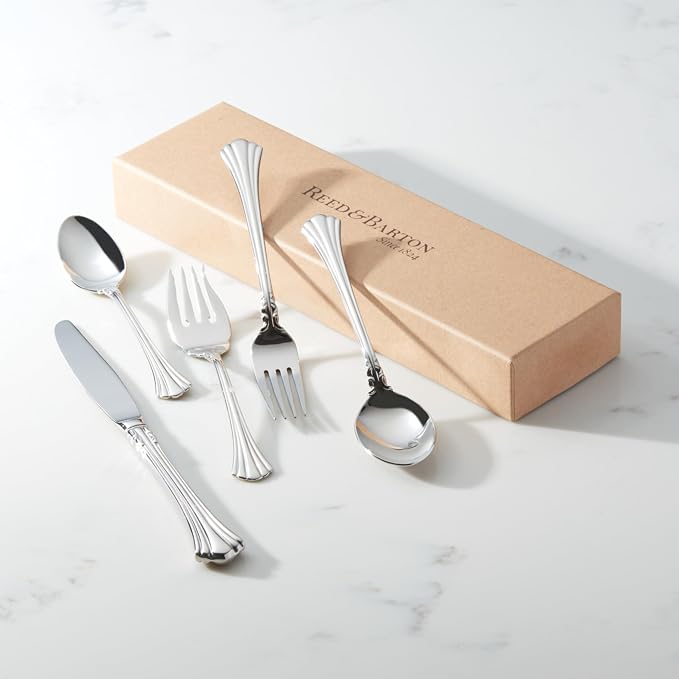 Reed & Barton Allora 5-Piece 18/10 Silverware Set for 1, Flatware | silver, dishwasher safe | includes knives, forks, and spoons | heavy duty, cutlery set for kitchen and dining, utensil set