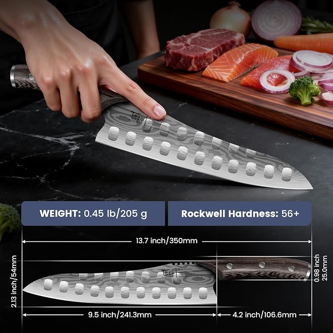 Gyutou Chef Knife, 9.5 Inch Japanese Style Kitchen Knife | Ultra Sharp Durable Professional-grade for Slicing, Chopping, Dicing, Ergonomic Anti-slip Handle, Trusted by chefs