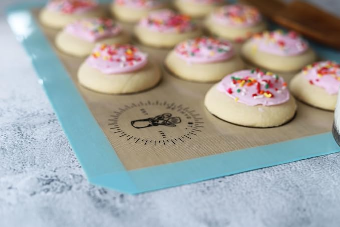 Macaron Baking Mat Silicone Non Stick, Full Sheet Reusable Pack of 2 Blue | Non-Stick Macaron Mat for Perfect Baking, Dishwasher & Oven Safe, For Macarons, Cookies, Bread and More, 16x24” (40x60cm)