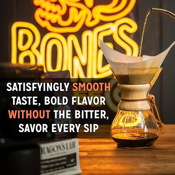 Bones Coffee Company Holy Cannoli, Baked Cannoli Flavored Coffee, Medium Roast Low Acid Arabica Beans Compatible with Auto drip and French Press Coffee Maker, 12 Oz Ground