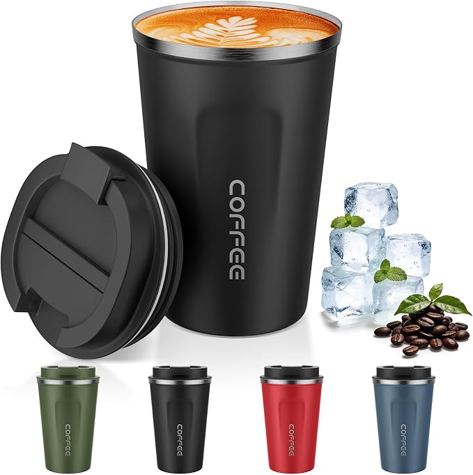 MOMSIV 12oz Travel Coffee Mug, Insulated Coffee Cup with Leakproof Lid | 6-Hour Heat Retention, 360°Leak proof, Vacuum Stainless Steel Double Walled, BPA-free, Reusable And To Go Coffee Mug