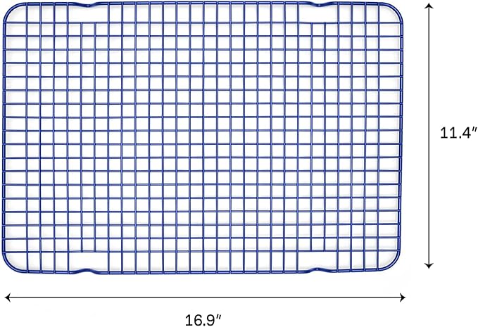 Great Jones Non Stick Wire Cooling Rack (Blueberry) – Fits Half Sheet | 16.9" × 11.4" Non Toxic Baking Rack, Heavy-Weight Aluminized Steel, Oven Safe 450 °F, Bacon & Cookie Cooling Rack