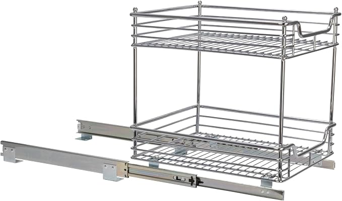 Household Essentials Chromed Steel 2-Tier Artisan Pull-Out Organizer