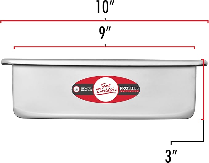 Fat Daddio's PSQ-993 Anodized Aluminum Square Cake Pan, 9 x 3 Inch