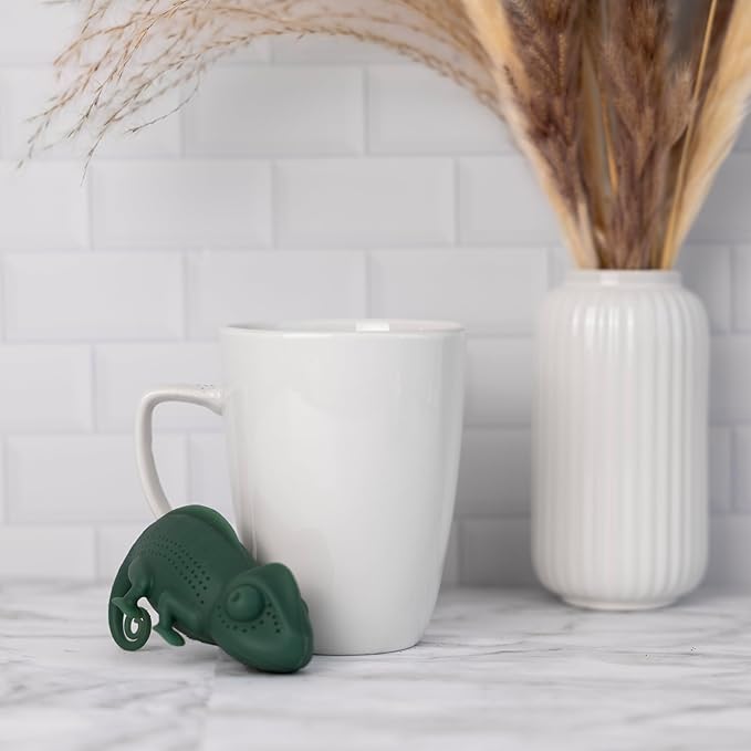Pund'it Chamomileon Tea Infuser, Cute Color Changing Loose Leaf Tea Steeper | Fun Chameleon Tea Steeper Changes Color While Steeping | Reusable, Dishwasher Safe, Food Safe Tea Accessory | Hangs On Mug