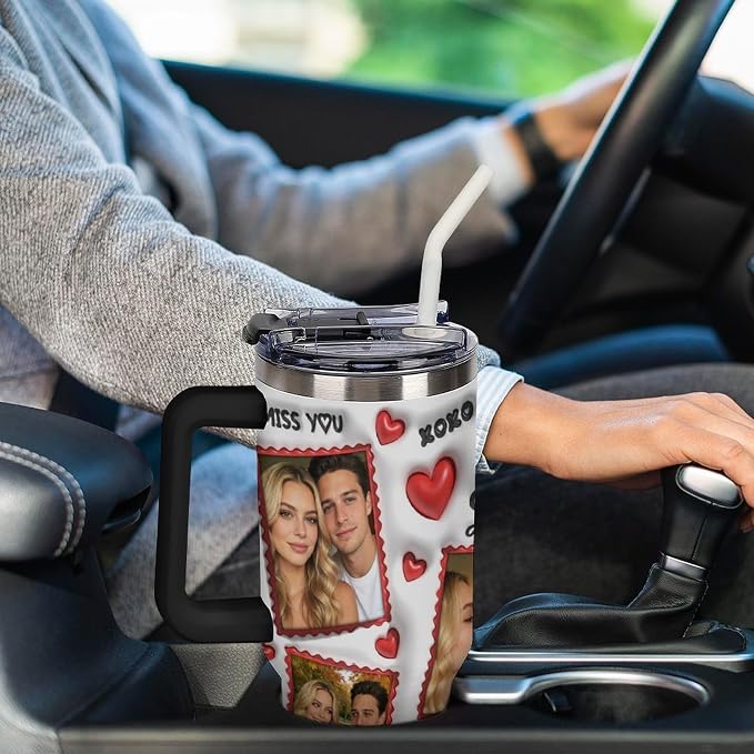 Personalized Tumbler Custom Vacuum Insulated Travel Mug Customizable Coffee Cup with Your Photos and Text Christmas Birthday Gift (40oz Design 7)