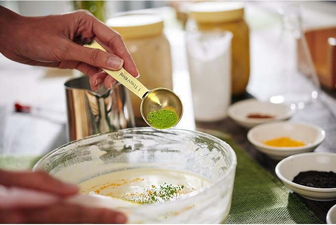 16 Pcs Stainless Steel Measuring Cups & Spoons Set, Gold | Heavy Duty Metal, 5 Cups, 6 Tbsp Tsp Spoons, 5 Mini Spoons, For Kitchen Cooking Baking