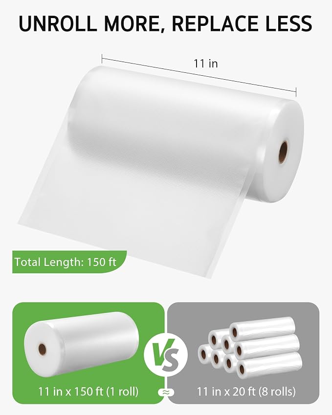 Syntus 11" x 150' Vacuum Sealer Bags for Food Seal Rolls with Cutter | BPA Free, Sous Vide Microwave Freezer Safe, Custom Size, Effortless and Precise Cutting, Works with All Vacuum Sealers