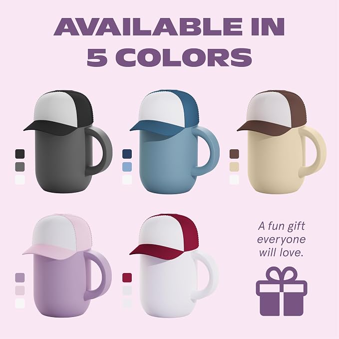 asobu Happy Hat Mug – 12 oz Double-Walled Stainless Steel Insulated Cup with Beanie-Shaped Lid – Ceramic Inner Coating – Spill-Proof and Ergonomic Design for Home and Travel (Puple)