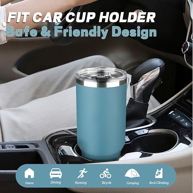 40 oz Tumbler with Lids and Straws, Stainless Steel Insulated Coffee Tumbler, Double Wall Vacuum Insulated Travel Mug Cup, Leakproof Thermal Coffee Cup for Hot and Cold Drinks (azure blue)