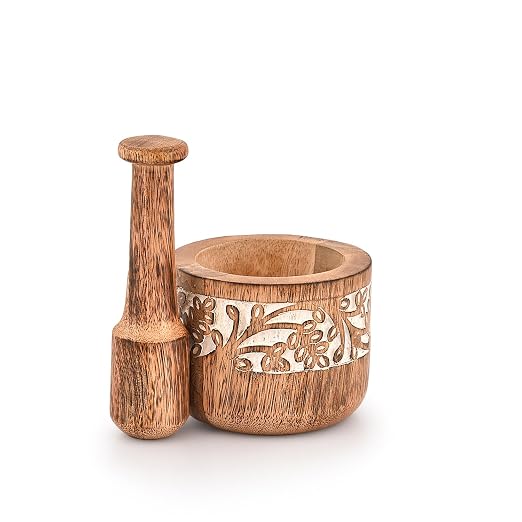 Mortal & Pestle Mango Wood Natural Wooden Mortar & Pestle Mixing Grinder Set Pill Crusher Kitchen Utensils Housewarming Gift
