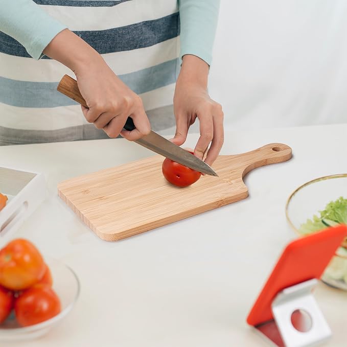 Sparkle Race 12pcs Wood Cutting Boards for Kitchen, 11" Serving Board Set | Bamboo Cutting Board for Fruit Vegetable, Wooden Chopping Board with Handle, Small Charcuterie Boards for House Warming Gifts
