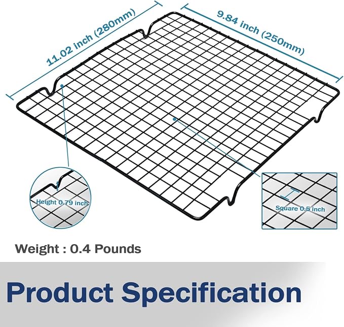 2 Pack Cooling Rack for Baking Cooking, 11" * 10" Squares Wire Racks | Small, Squares Grids, Oven Safe Cookie Cooling Rack, Roasting, Grilling, Drying