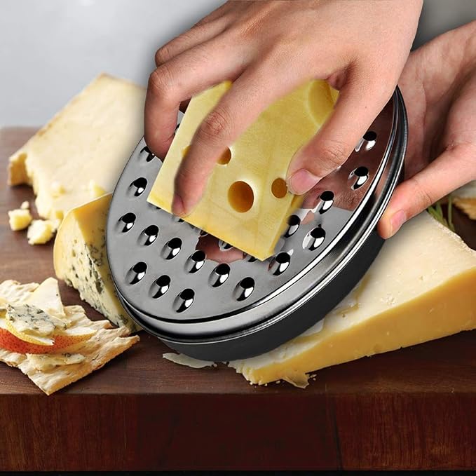 Cheese Grater Citrus Lemon Zester with Food Storage Container & Lid - Perfect For Hard Parmesan Or Soft Cheddar Cheeses, Ginger, Vegetables, Butter, Chocolate & Nutmeg (Black)