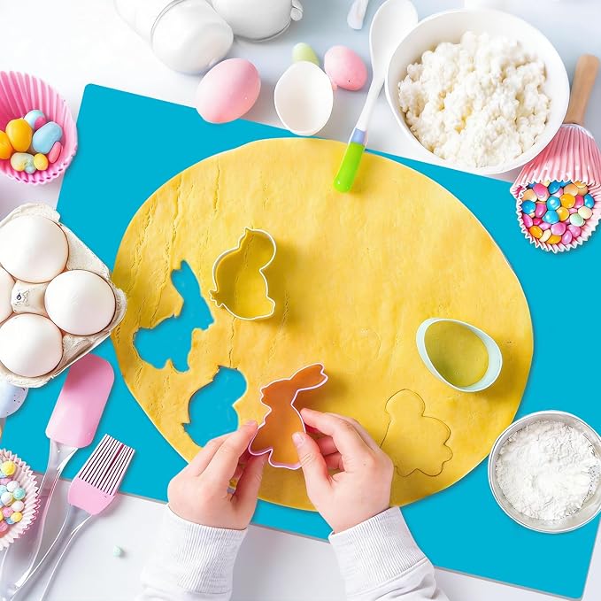 Extra Large Silicone Craft Mat for Kids, Large Silicone Sheet for Crafts, Kitchen Non-Stick Baking Mat, Heat Resistant Countertop Mat, Waterproof Placemat, Multipurpose Mat, Blue (23.62x15.75 inches)