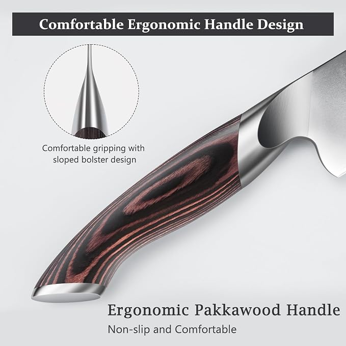 HOSHANHO 7 Inch Japanese Chef Knife, Ultra Sharp Kitchen Santoku Knives | Professional Japanese High Carbon Stainless Steel Kitchen Knife, Cooking Knife with Ergonomic Pakkawood Handle, Gifts