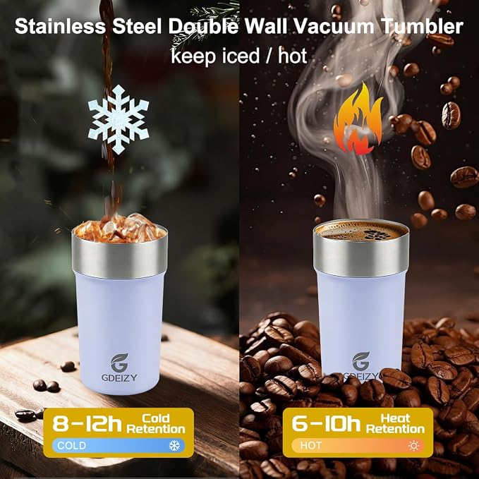 17oz Insulated Travel Coffee Mug, Stainless Steel Cup with Leakproof Lid | 304 Double Wall Vacuum Steel, Long Heat & Cold Retention, 360° Leakproof, BPA-Free Reusable Tumbler, Fits Car Cup Holders