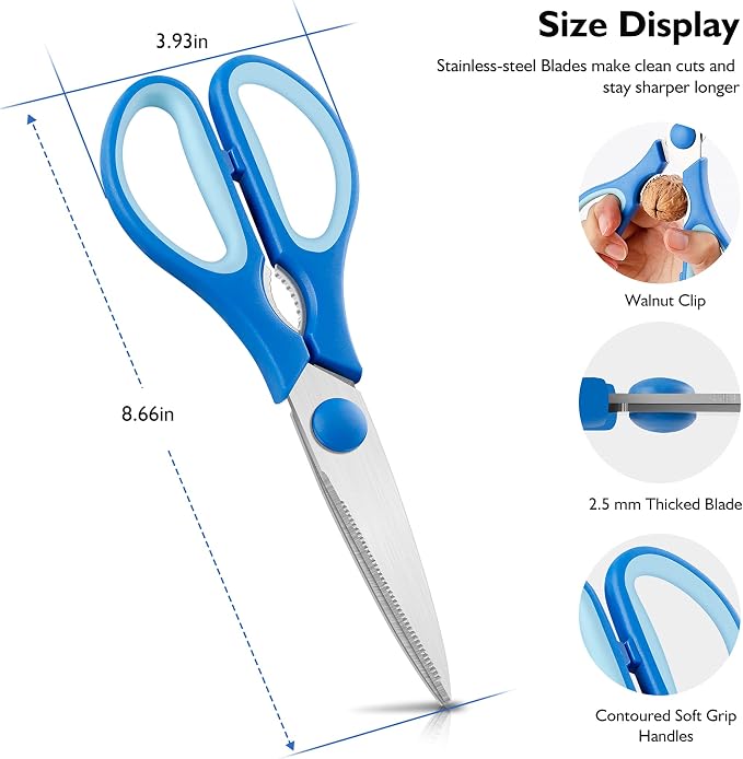 Light Green Kitchen Shears, Rkqoa Kitchen Scissors Heavy Duty Cooking Scissors, Dishwasher Safe Scissors Kitchen House Essentials Supplies, Stainless Steel Sharp Utility Shears for Meat, Chicken