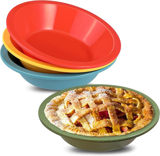 Webake 5 Inch Silicone Mini Pie Pans for Baking, Non-stick Small Tart Pan Quiche Baking Dish, BPA-Free Set of 4