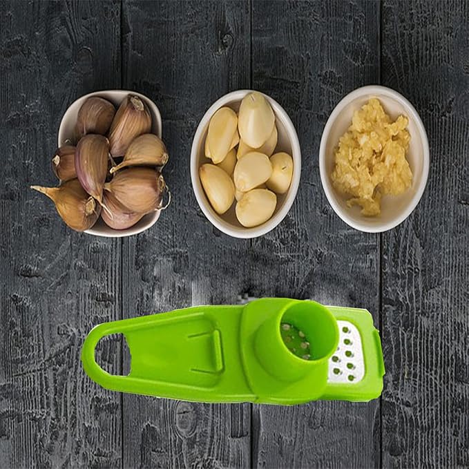 Angel's Peel Lounge Multipurpose Garlic Mincer and Garlic Crusher - Easy Squeeze Clean Garlic Press, Dishwasher Safe Sturdy Tool Compact and Portable Design for Extracts More Paste Per Clove - Green