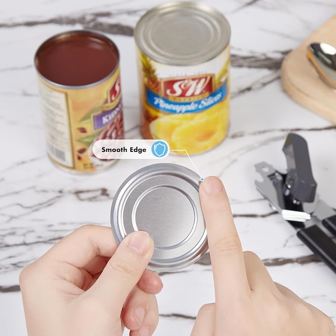 Can Opener Manual, COKORA Can Openers Hand Held with Comfort Anti-Slip Handles, Heavy Duty Stainless Steel Can Opener Smooth Edge and Bottle Openers, Easy Turn Can Openers for Seniors, Kitchen, Black