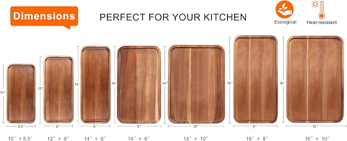 Acacia Wood Serving Tray Decor Small Cheese Charcuterie Boards Wooden Plate | Rectangle Mini Wood Tea Coffee Trays for Kitchen Bathroom Counter Appetizer Plates Party Platter Food Dish Snack Dessert Tray
