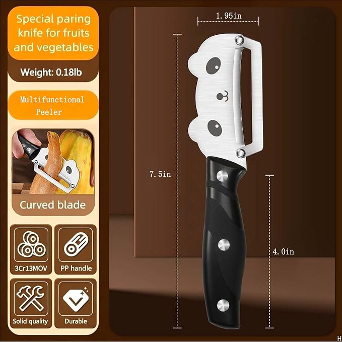 Vegetable Peeler Ergonomic Handle Stainless Steel for Potato Fruit | Multifunctional Kitchen Tool,Thickened Sharp Stainless Blade,Zero Flex Zero Snag,for Cucumber Carrot Pumpkin Sugarcane(Black)