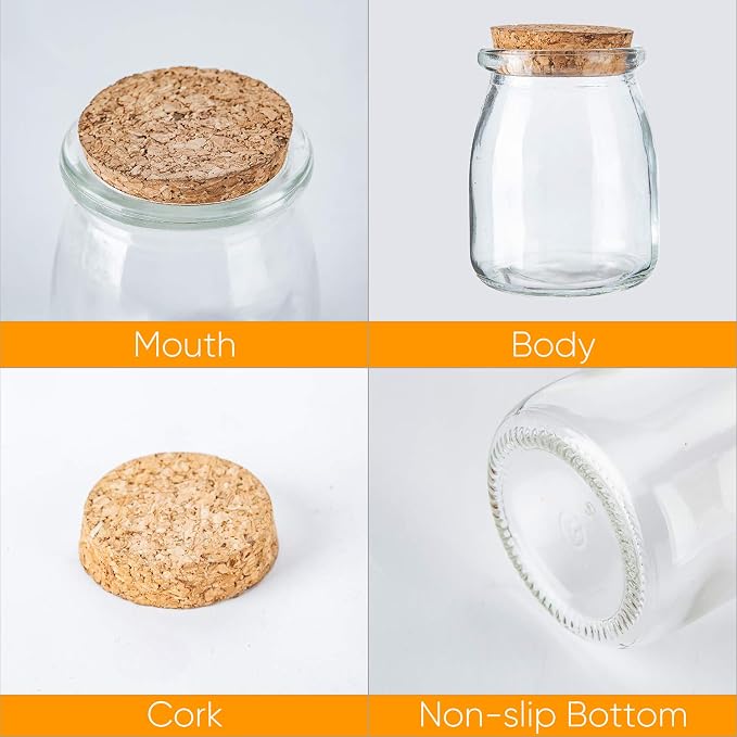 7 oz Glass Jars with Lids,Mini Yogurt Jars 30 Pack, Apothecary Jars | Favor Jars with Cork Lids,Small Glass Containers with Lids,Mini Mason Jar Wedding Favors Honey Pot with Label Tags and String