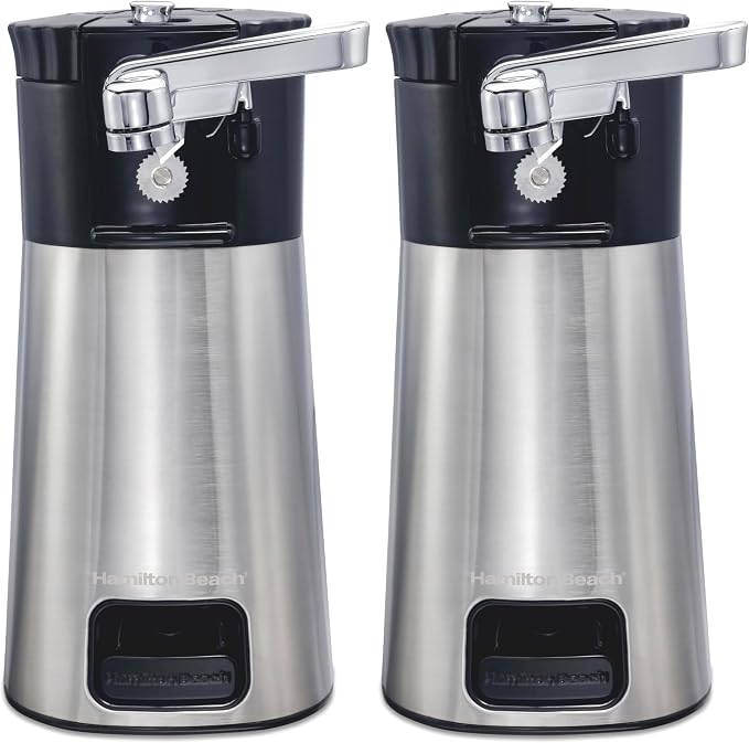 Hamilton Beach OpenStation Electric Automatic Can Opener for Kitchen with Multi Tool and Bottle and Jar Opening Tools,Auto Shutoff,Cord Storage,Sure Cut Technology,Stainless Steel (76382) (Pack of 2)