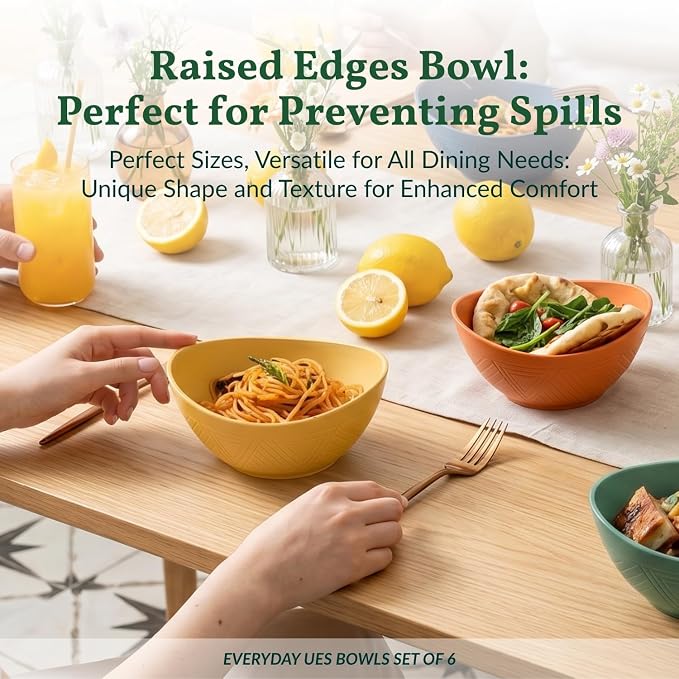 Wheat Straw Bowls Unbreakable Cereal Bowls 26 OZ Serving Bowls for Snack, Dessert, Dinner, Soup, Rice Microwave and Dishwasher Safe Bowls Set for Kitchen, Party, Dorm, RV (4 PCS Multi)