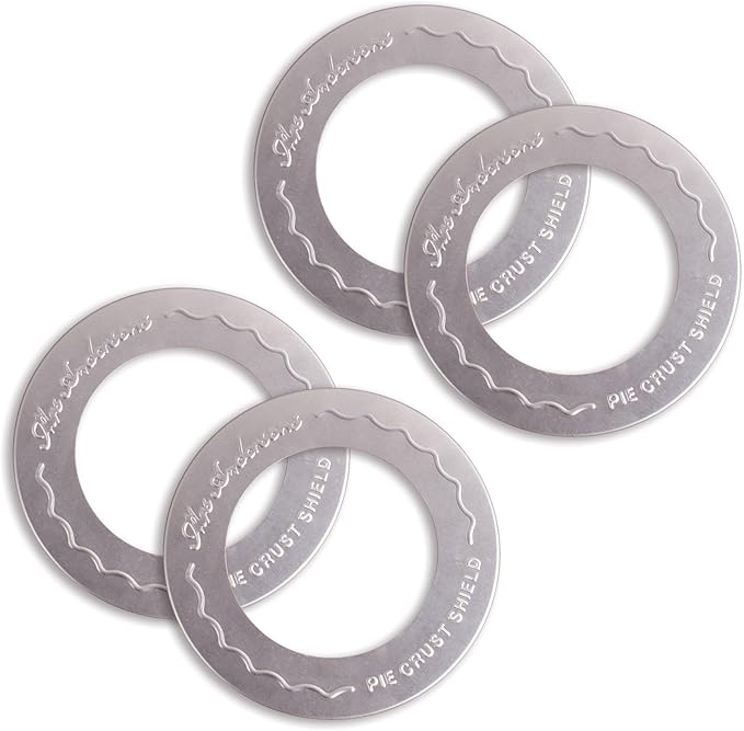 Mrs. Anderson's Baking Individual Pie Crust Protector Shields, Set Of 4, For Mini Pies And Pot Pies, Fits Up To 5-Inch Pie Plates, Prevents Over-Browning And Spills