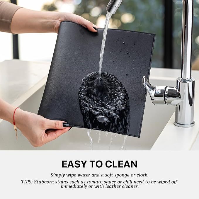 Baroyal Faux Leather Placemats Set of 8 Vinyl Washable Wipeable Table Mats for Kitchen Dining Table Heat Resistant Waterproof Modern Indoor/Outdoor Placemats Non-Slip Easy Clean Place Mats (Black)