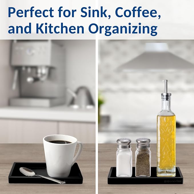 Countertop & Vanity Silicone Tray - Small 7.7" Kitchen Soap Tray | Kitchen Sink Soap Tray, Dish Soap Tray for Kitchen Counter, Bathroom Tray, Silicone Soap Dispenser Tray & Sponge Holder