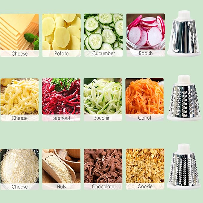 Cheese Grater with Handle,Multifunctional Rotary Cheese Grater | Powerful suction cup base,Effortless and time-saving,Protects your hands,Versatile,Detachable,Easy to clean