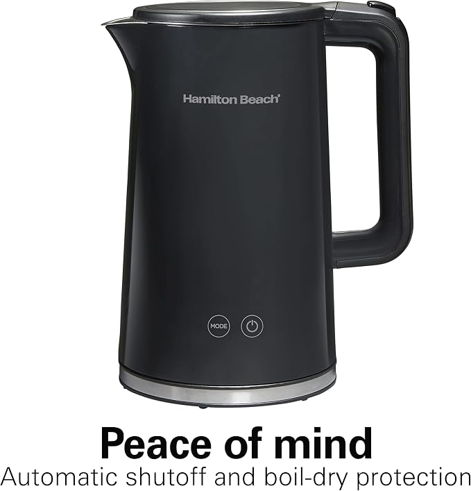 Hamilton Beach Digital Temperature Control Electric Tea Kettle, Hot Water Boiler & Heater 1.7L, 5 Preset Modes + Keep Warm, Fast Boil 1500 Watts, BPA Free, Cool-Touch Exterior, Black (41033) | Fast Boiling 1500 Watts |Temp Control + 5 Presets | Cool-To...