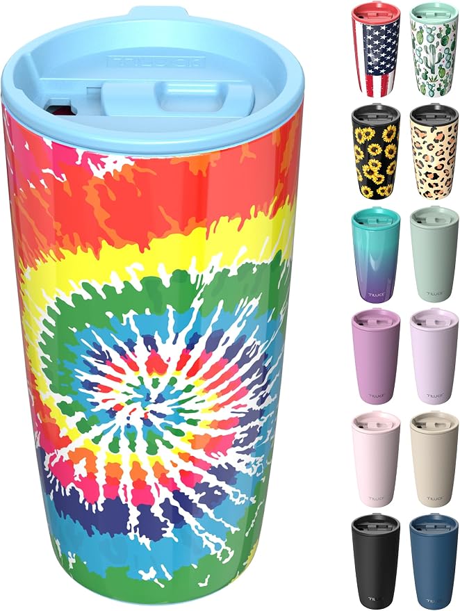 TILUCK 20 oz Insulated Coffee Tumbler with BPA-Free Lid | Travel Coffee Mug, Dishwasher Safe, Cup Holder Friendly, Double-Wall Vacuum Insulation for Hot & Cold Drinks, RotatingRainbow