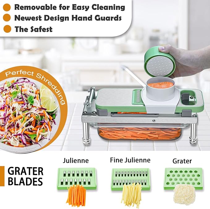 Vegetable Chopper Veggie Cutter Onion Food Potato Dicer with Container | Stainless Steel Construction, Fruit Potato Salad Dicer, Dishwasher Safety, Easy Cleaning, Safety Hand Guards