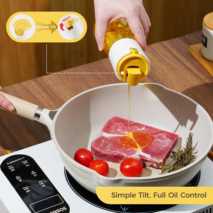 LHS Oil Sprayer for Cooking, Olive Oil Sprayer and Dispenser 2 in 1, White | 10oz/300ml, Oil Mister & Pourer, Portion Control, Food Grade, For Air Fryer, Cooking, Salad, BBQ, Frying