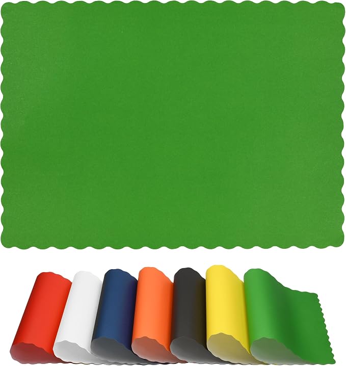 Paper Placemats for Dining Table - Disposable Scalloped Edges Color Table Mats Great for Parties and Christmas Table Decorations 10"x14" (Hunter Green) 50ct