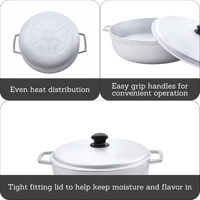 IMUSA Traditional Caldero made in Colombia with Lid, 4.8 Quart, Silver | Ideal for Rice and Stews, Perfect for Traditional Hispanic Recipes